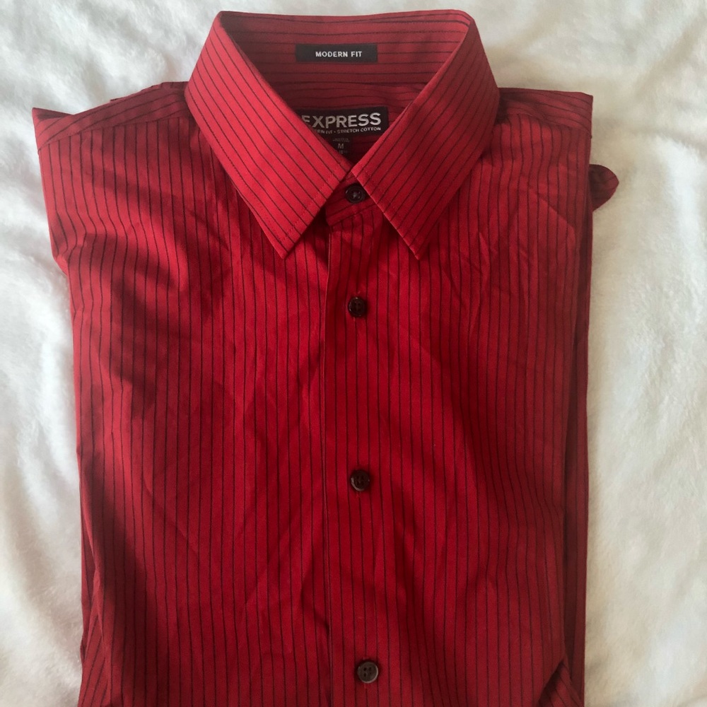 Red striped express dress shirt